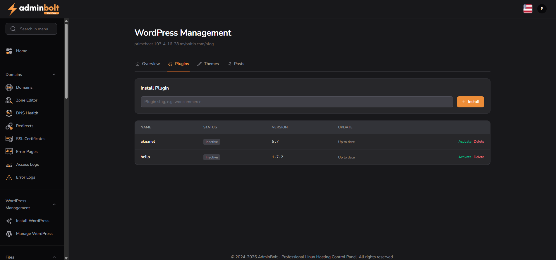 WordPress Plugin Management