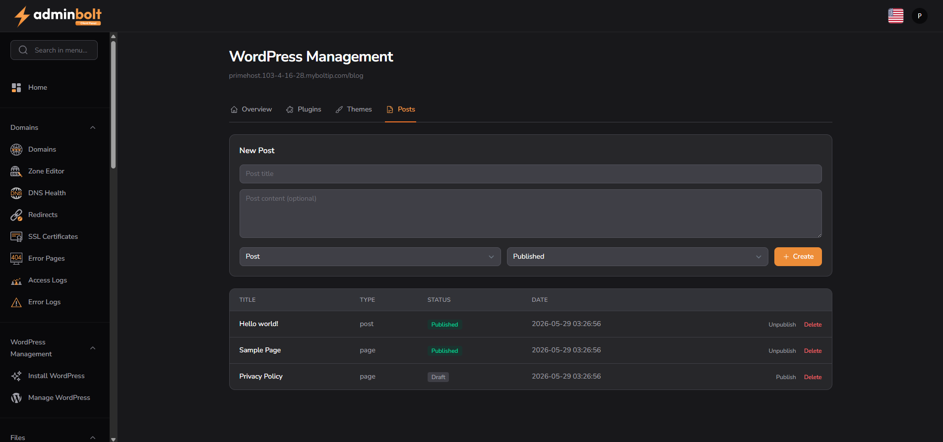 WordPress Posts Management